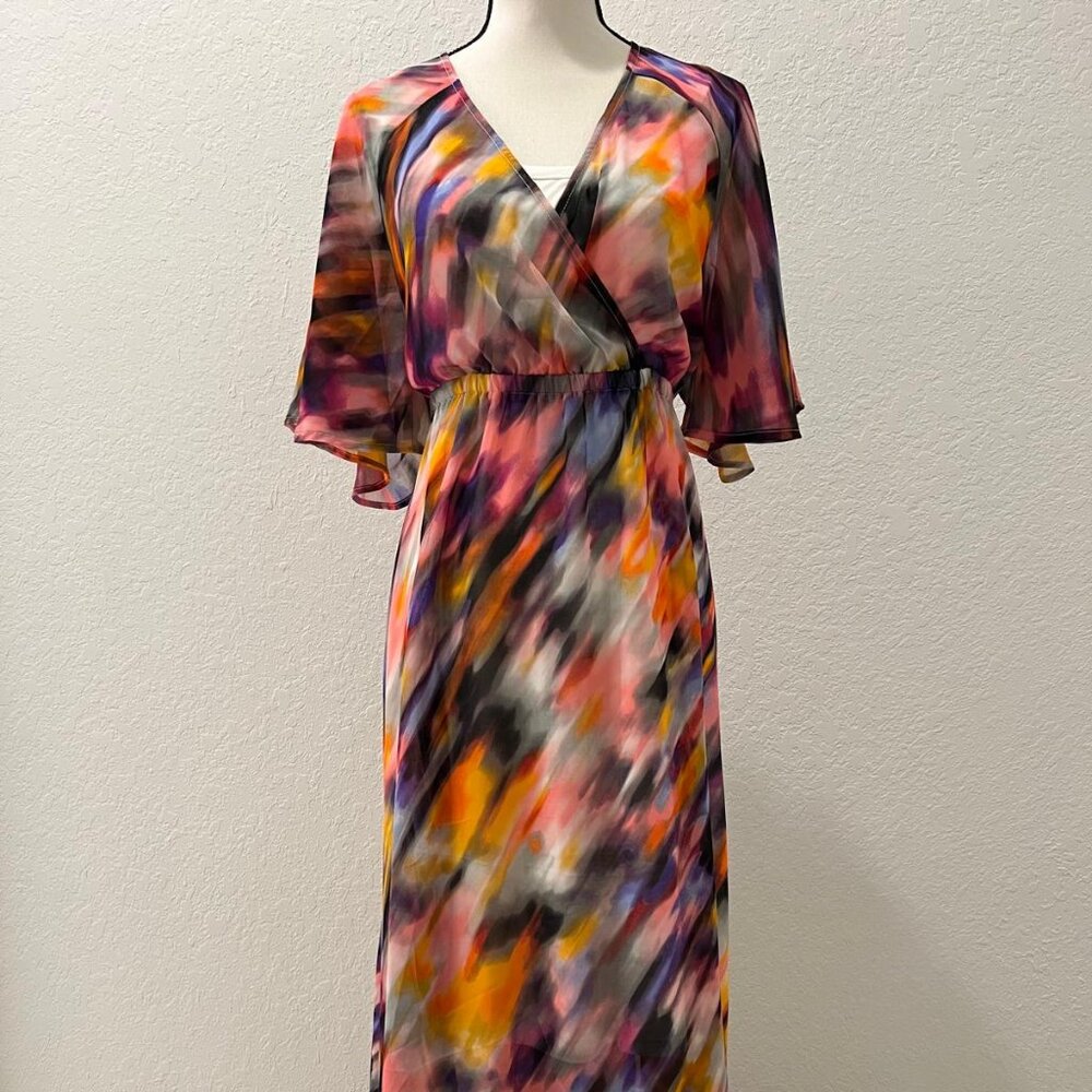 Torrid Multi Watercolor Chiffon Hi-Lo Maxi Dress - SZ 00 / 10
